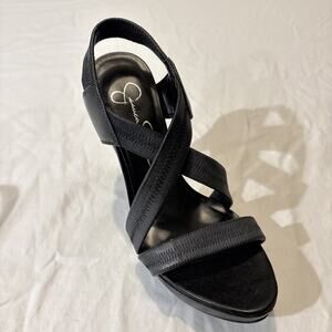 Jessica Simpson Ashy Black Leather Upper High Heel Sz:6.5